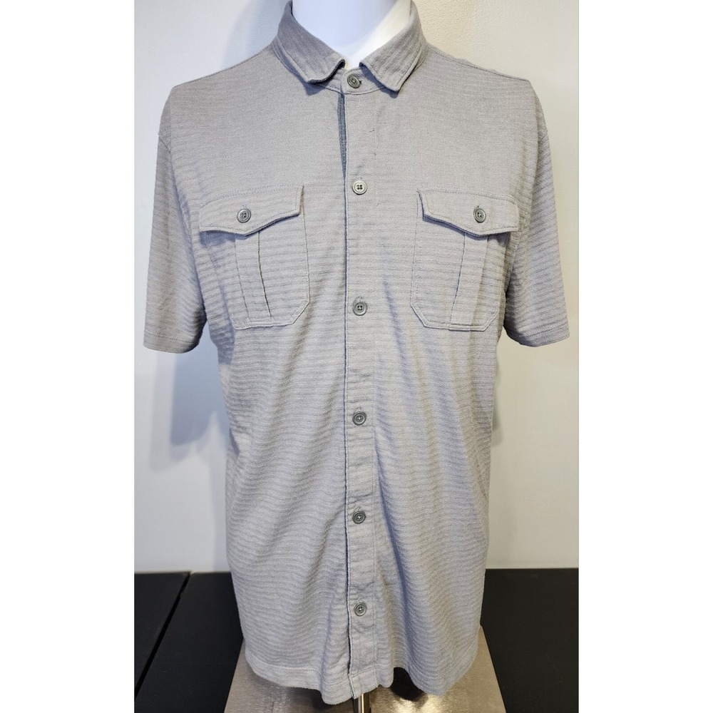 Banana Republic Men's Large Gray Polo‎ Shirt Double Pocket Tee